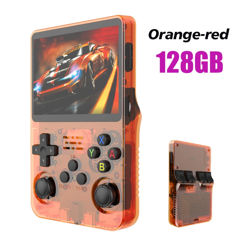 Console de videogame portátil retrô 128G R36S, sistema Linux, tela IPS de 3,5 polegadas, R35s Pro, reprodutor de vídeo portátil de bolso, jogos de 64 GB