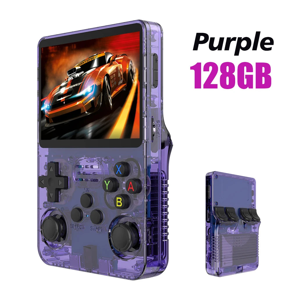 Console de videogame portátil retrô 128G R36S, sistema Linux, tela IPS de 3,5 polegadas, R35s Pro, reprodutor de vídeo portátil de bolso, jogos de 64 GB