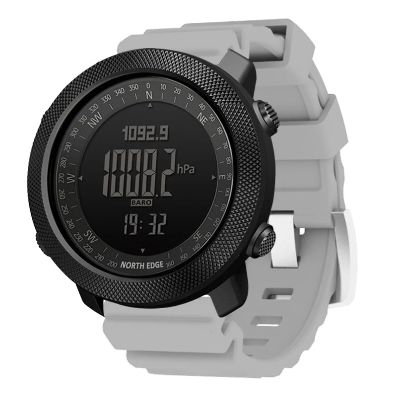 NORTH EDGE Relógio digital esportivo masculino Horas Corrida Natação Militar Exército Relógios Altímetro Barômetro Bússola à prova d'água 50m