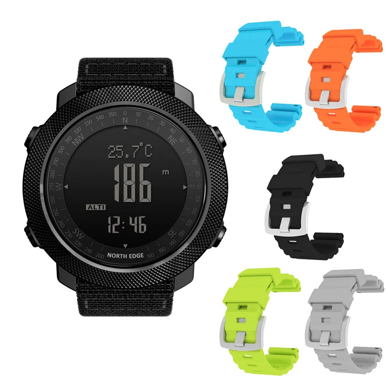 NORTH EDGE Relógio digital esportivo masculino Horas Corrida Natação Militar Exército Relógios Altímetro Barômetro Bússola à prova d'água 50m