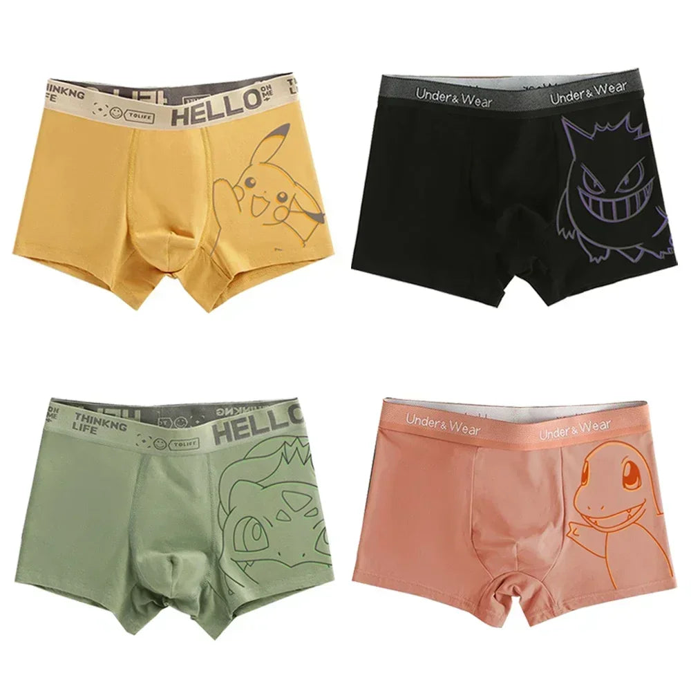 Pokémon Charmander Charizard Bulbasaur Gengar Pikachu Cuecas Boxer Masculinas Anime Antibacterianas