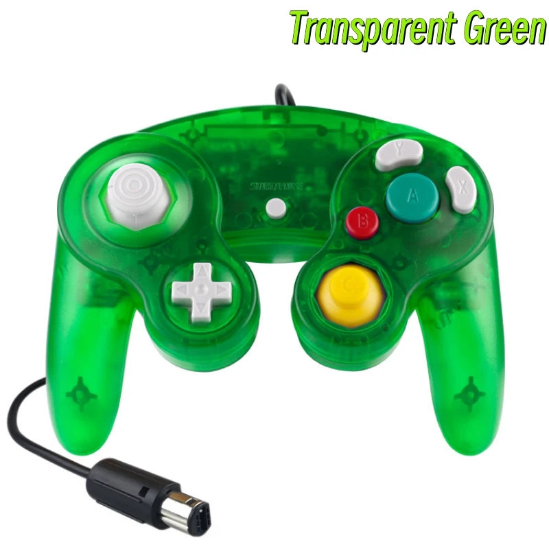 Novo controle para GameCube NGC Gamepads, controle com fio de cor transparente, joystick para console de jogos NGC compatível com Wii