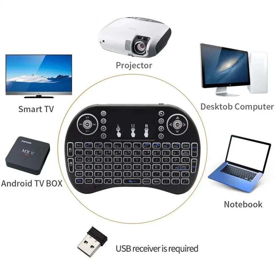 Mini teclado sem fio I8 2.4G com Air Mouse Touchpad e controle remoto para Android TV Box PC Smart TV