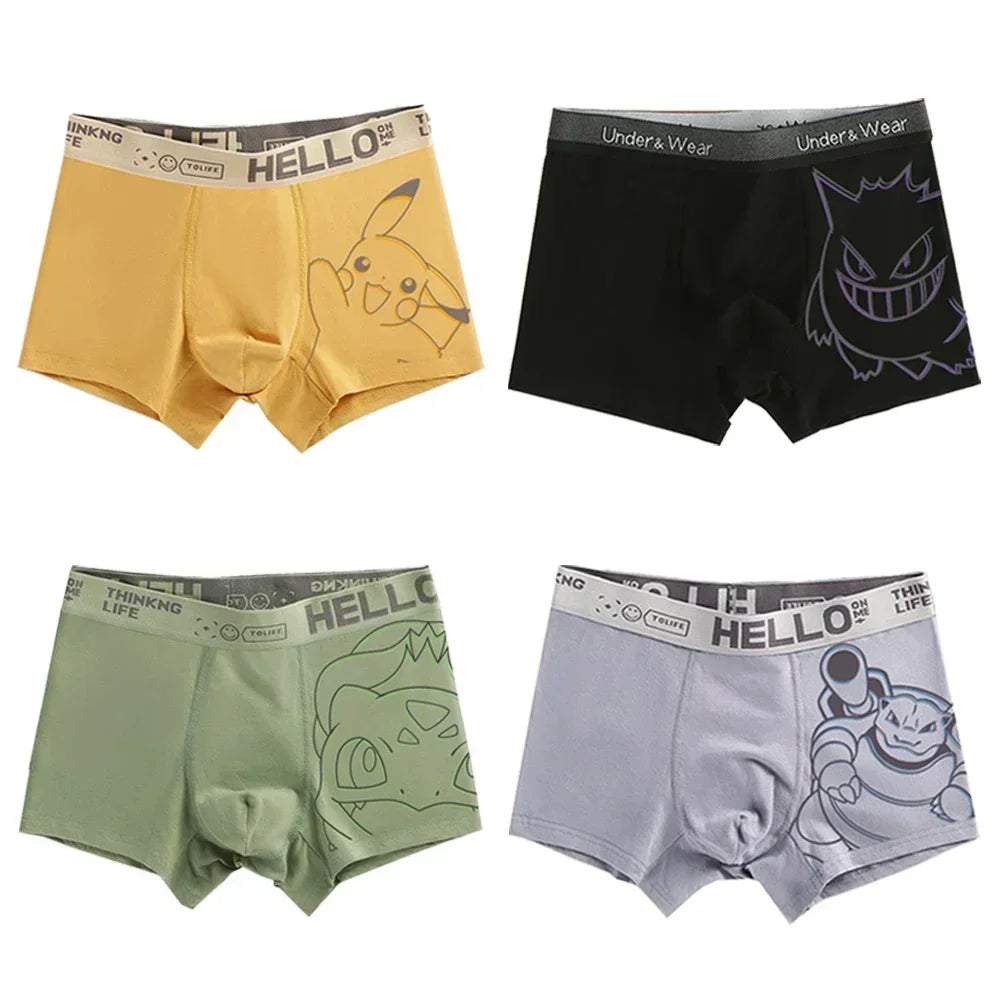 Pokémon Charmander Charizard Bulbasaur Gengar Pikachu Cuecas Boxer Masculinas Anime Antibacterianas