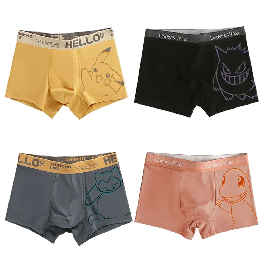 Pokémon Charmander Charizard Bulbasaur Gengar Pikachu Cuecas Boxer Masculinas Anime Antibacterianas