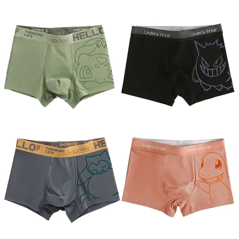 Pokémon Charmander Charizard Bulbasaur Gengar Pikachu Cuecas Boxer Masculinas Anime Antibacterianas