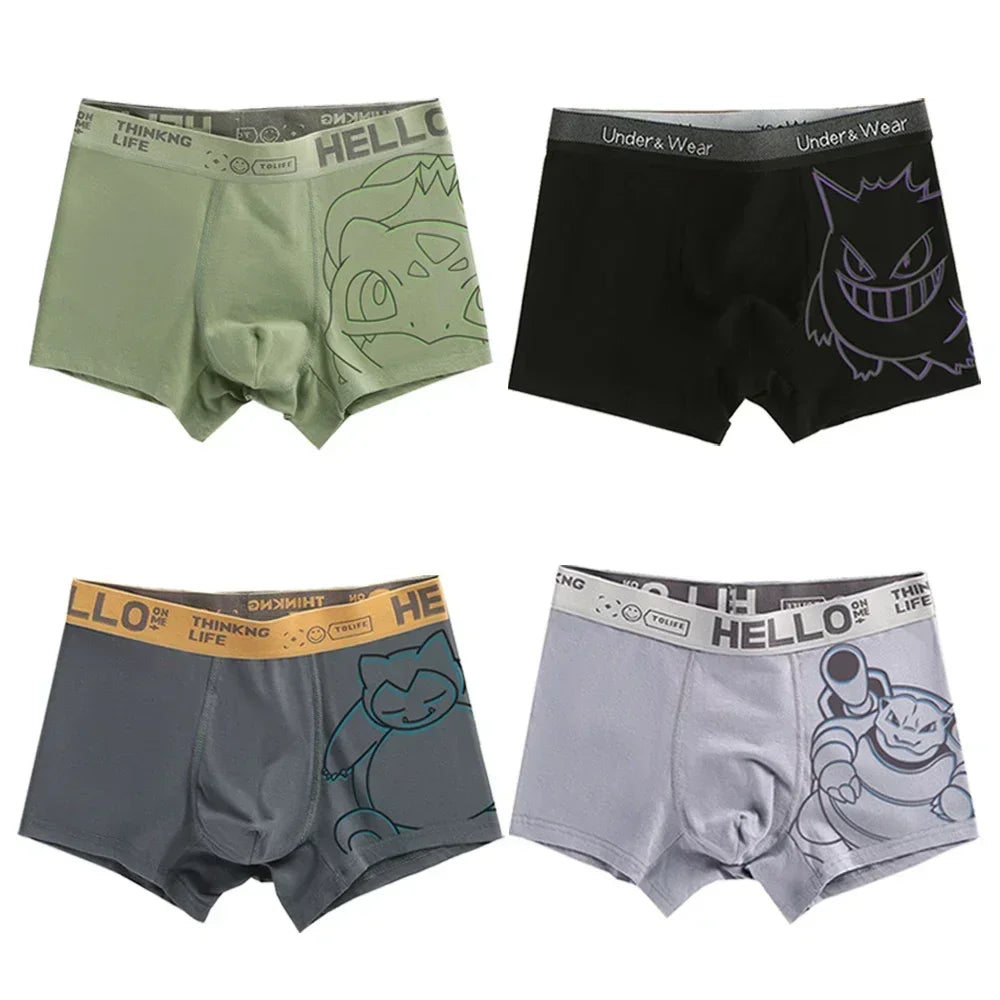 Pokémon Charmander Charizard Bulbasaur Gengar Pikachu Cuecas Boxer Masculinas Anime Antibacterianas