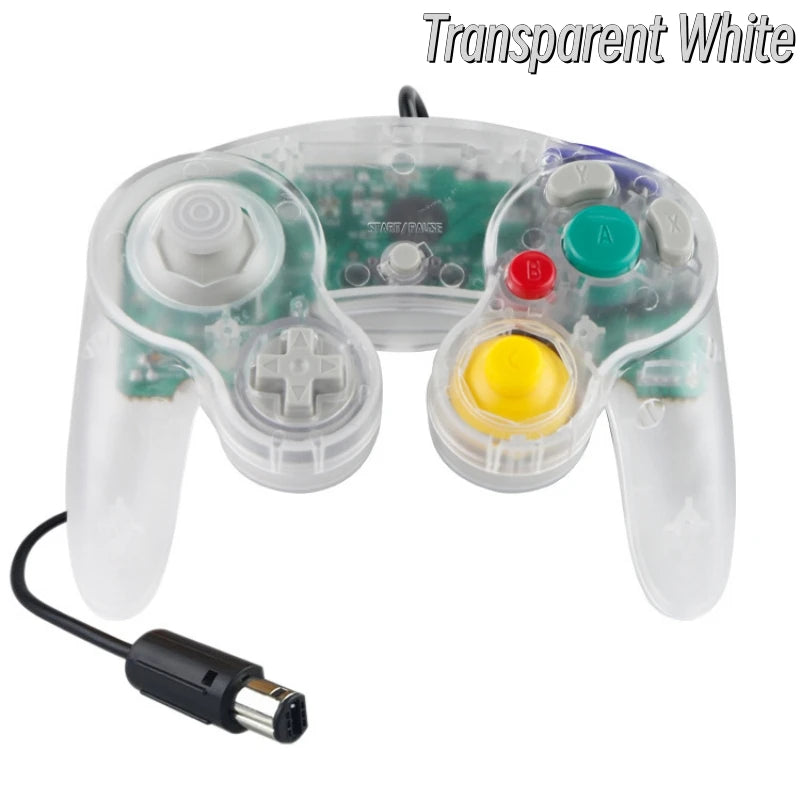 Novo controle para GameCube NGC Gamepads, controle com fio de cor transparente, joystick para console de jogos NGC compatível com Wii