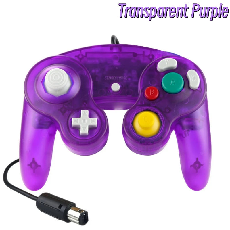 Novo controle para GameCube NGC Gamepads, controle com fio de cor transparente, joystick para console de jogos NGC compatível com Wii