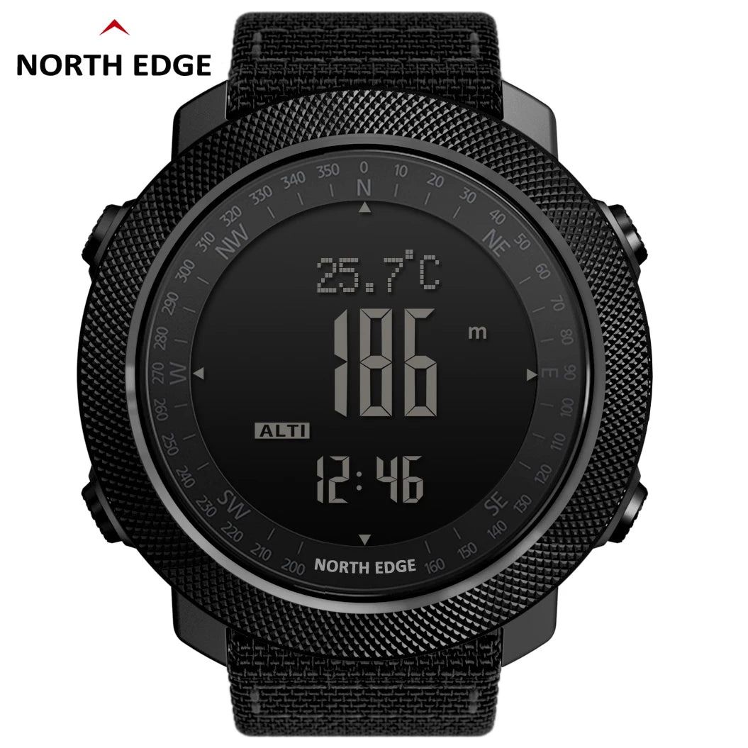 NORTH EDGE Relógio digital esportivo masculino Horas Corrida Natação Militar Exército Relógios Altímetro Barômetro Bússola à prova d'água 50m