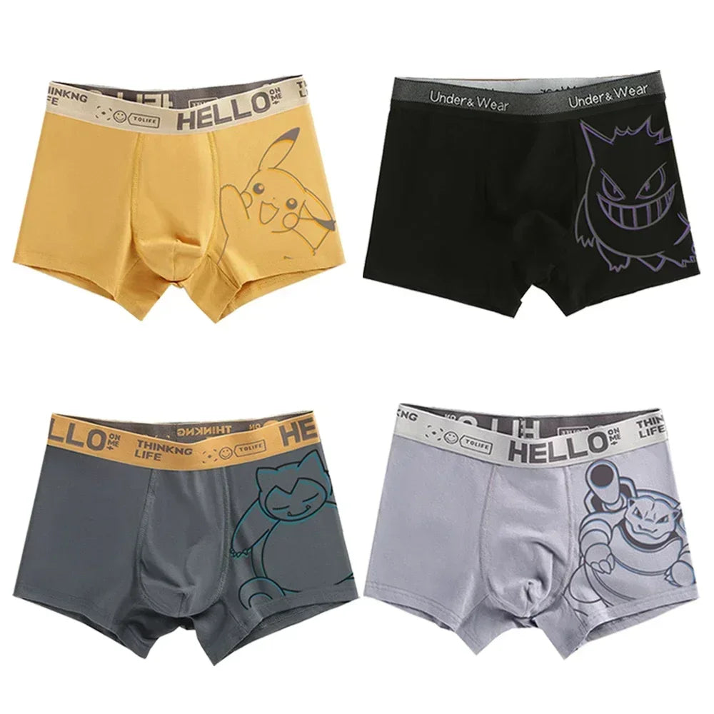 Pokémon Charmander Charizard Bulbasaur Gengar Pikachu Cuecas Boxer Masculinas Anime Antibacterianas