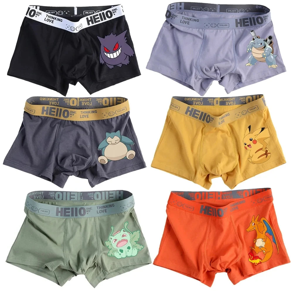 Pokémon Charmander Charizard Bulbasaur Gengar Pikachu Cuecas Boxer Masculinas Anime Antibacterianas