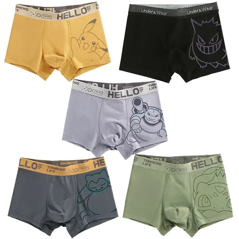 Pokémon Charmander Charizard Bulbasaur Gengar Pikachu Cuecas Boxer Masculinas Anime Antibacterianas