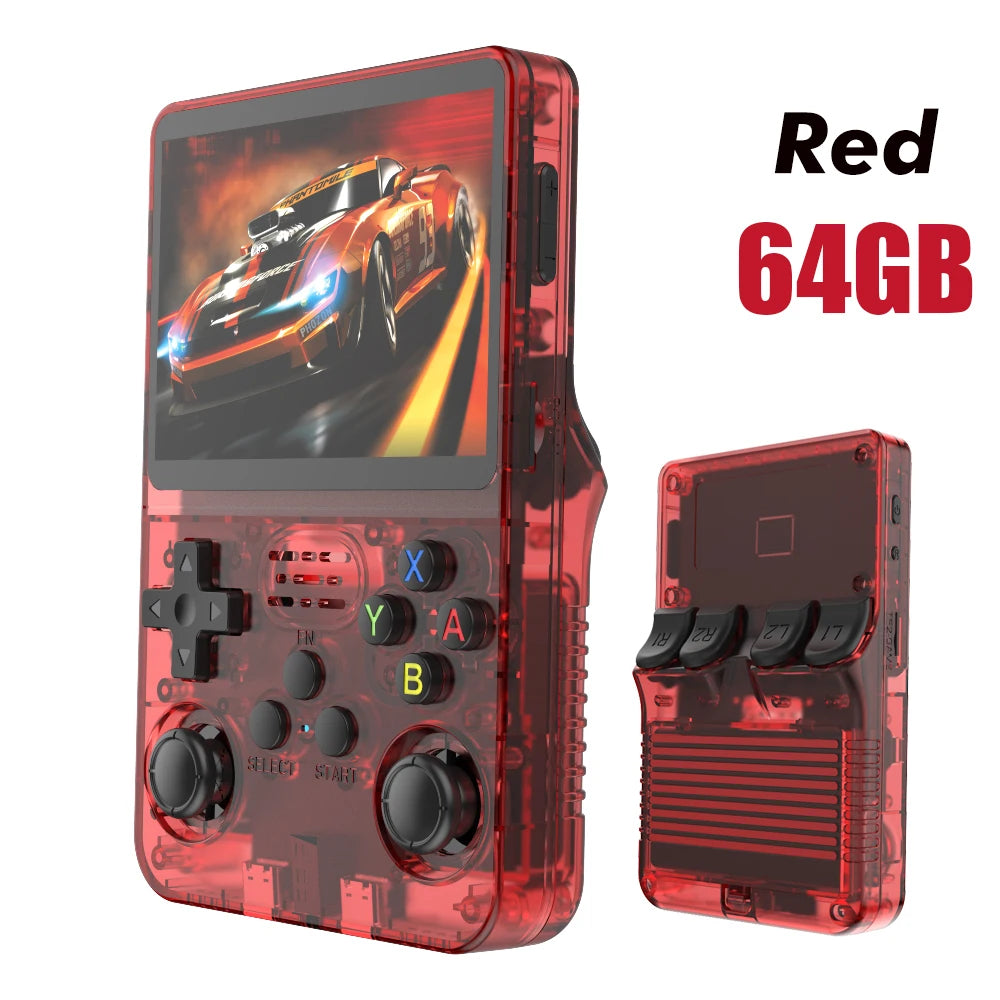 Console de videogame portátil retrô 128G R36S, sistema Linux, tela IPS de 3,5 polegadas, R35s Pro, reprodutor de vídeo portátil de bolso, jogos de 64 GB