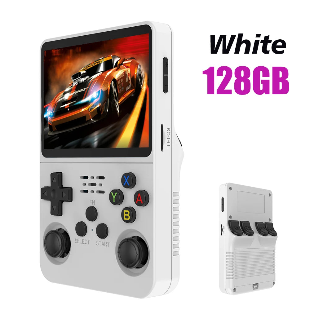 Console de videogame portátil retrô 128G R36S, sistema Linux, tela IPS de 3,5 polegadas, R35s Pro, reprodutor de vídeo portátil de bolso, jogos de 64 GB