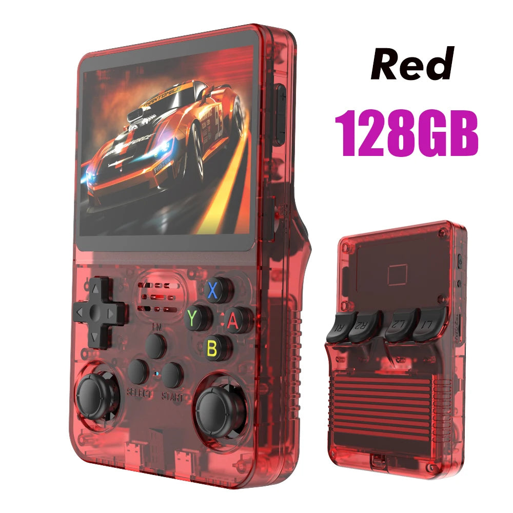 Console de videogame portátil retrô 128G R36S, sistema Linux, tela IPS de 3,5 polegadas, R35s Pro, reprodutor de vídeo portátil de bolso, jogos de 64 GB