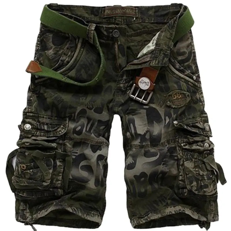 Shorts cargo soltos camuflados de alta qualidade para homens, moda verão, shorts camuflados, calças cargo com vários bolsos para homens