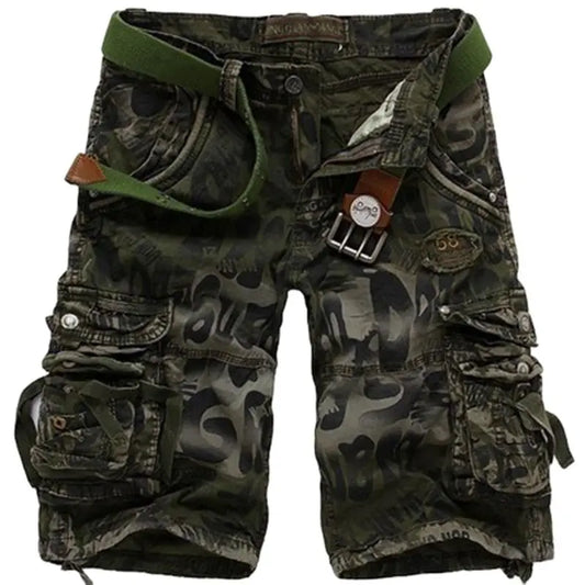 Shorts cargo soltos camuflados de alta qualidade para homens, moda verão, shorts camuflados, calças cargo com vários bolsos para homens