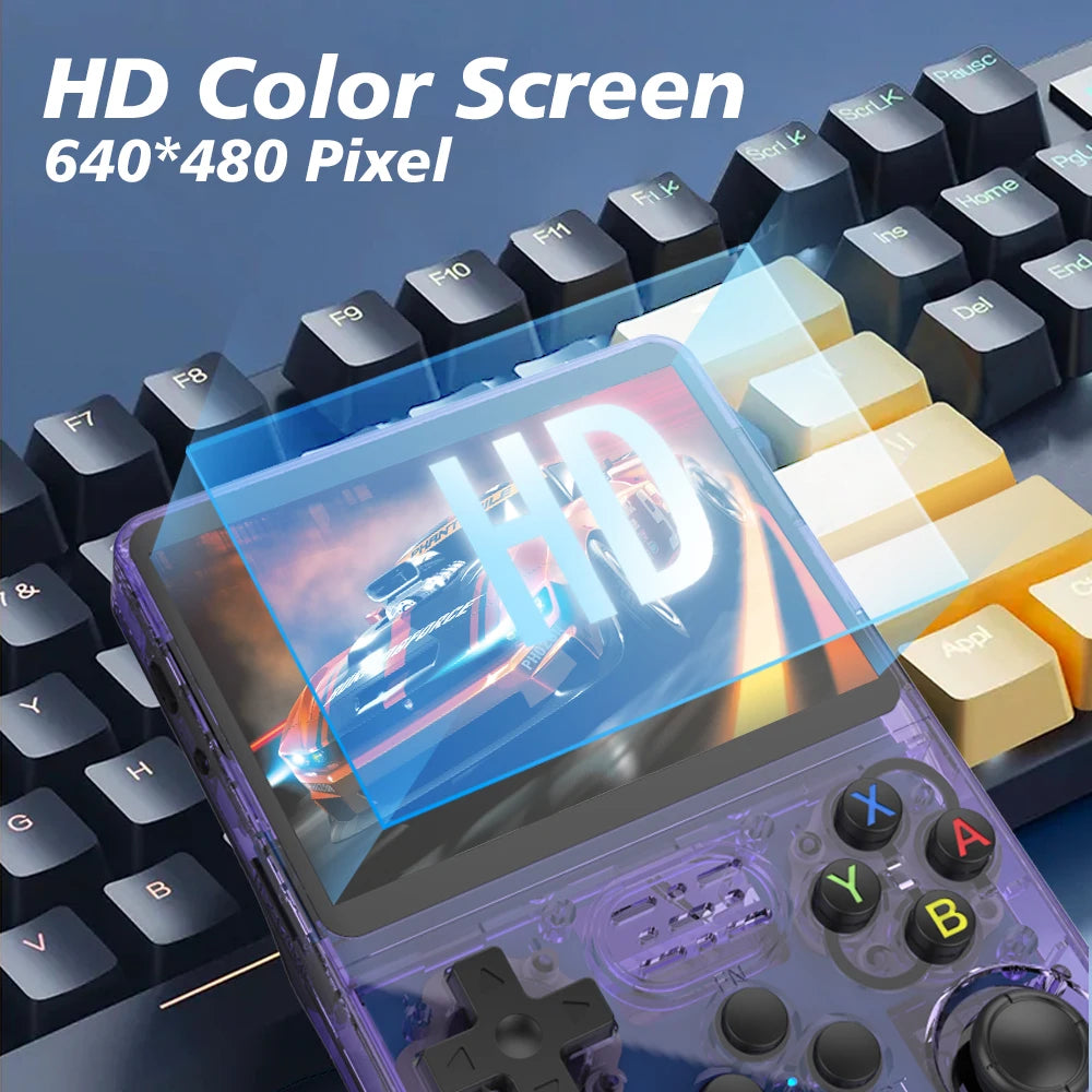 Console de videogame portátil retrô 128G R36S, sistema Linux, tela IPS de 3,5 polegadas, R35s Pro, reprodutor de vídeo portátil de bolso, jogos de 64 GB