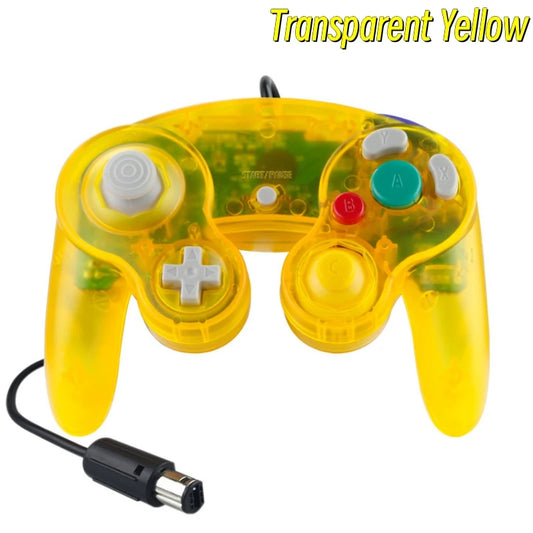 Novo controle para GameCube NGC Gamepads, controle com fio de cor transparente, joystick para console de jogos NGC compatível com Wii