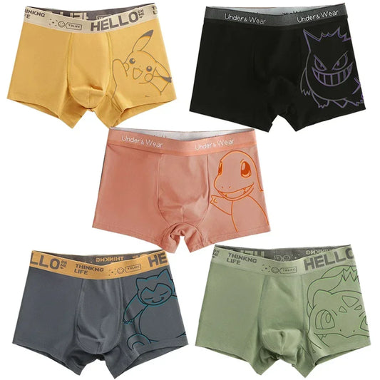 Pokémon Charmander Charizard Bulbasaur Gengar Pikachu Cuecas Boxer Masculinas Anime Antibacterianas