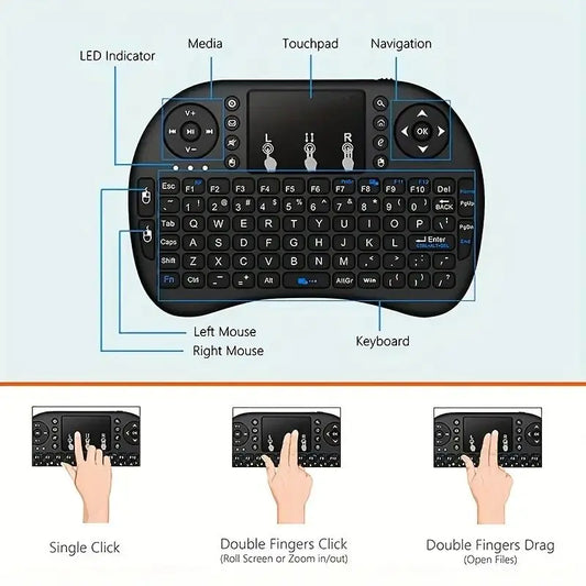 Mini teclado sem fio I8 2.4G com Air Mouse Touchpad e controle remoto para Android TV Box PC Smart TV