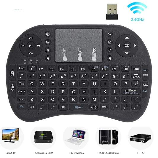 Mini teclado sem fio I8 2.4G com Air Mouse Touchpad e controle remoto para Android TV Box PC Smart TV